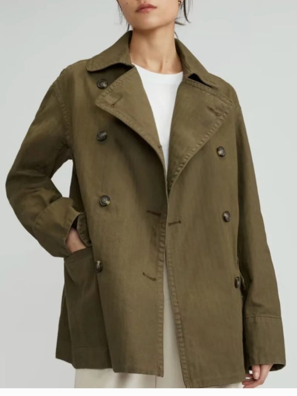 NWOT EVERLANE The Organic Cotton Herringbone Jacket Size XXS